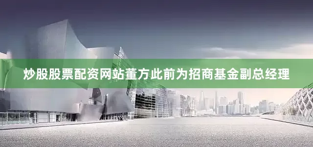 炒股股票配资网站董方此前为招商基金副总经理